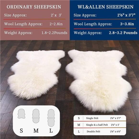 Large Sheepskin Rug Genuine Thick and Lush 3 Inch Pile，Luxury - Picture 3 of 8